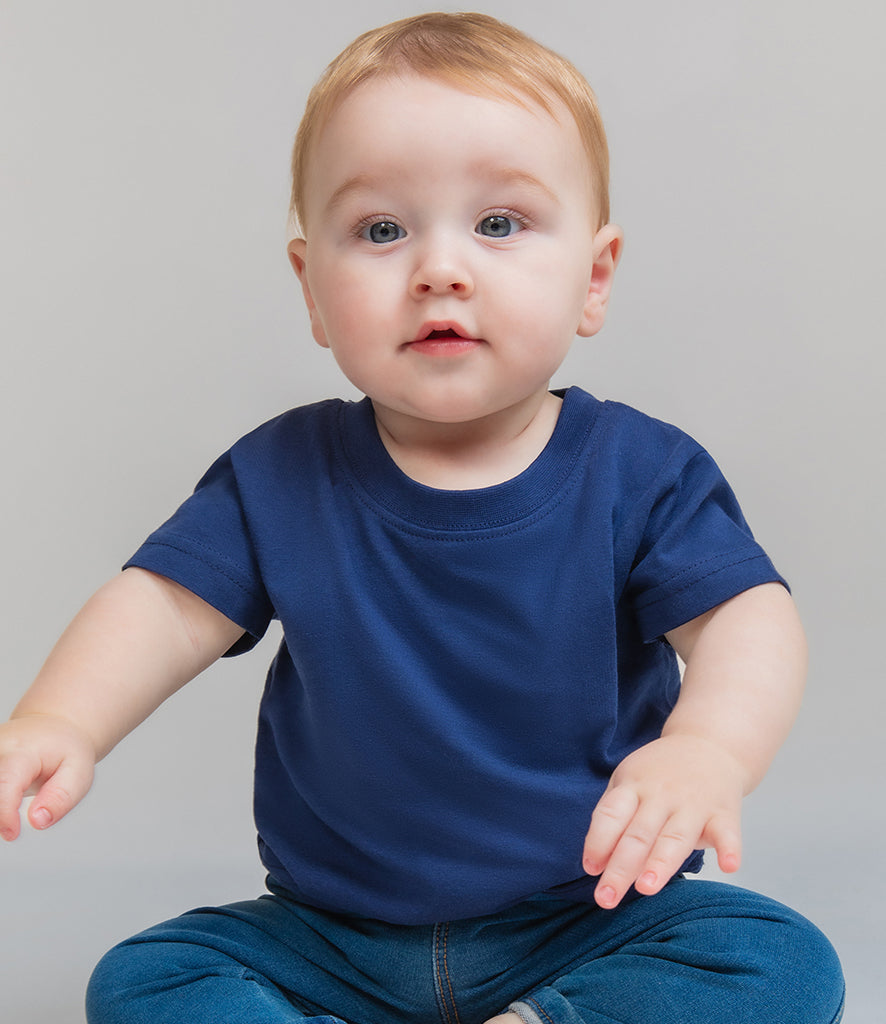 toddler wearing a blue baby grown and blue trousers