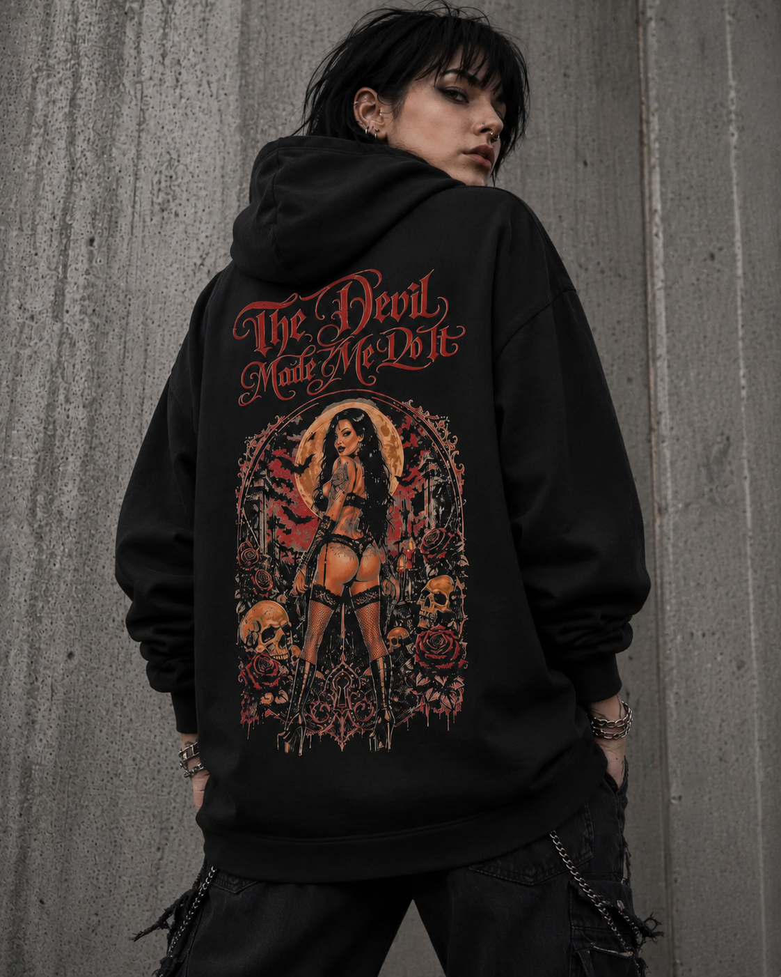 The Devil Made Me Do It Gothic Hoodie
