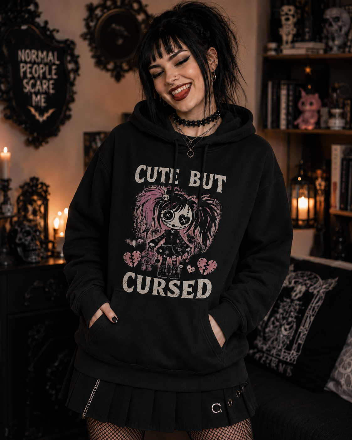 Cute but Cursed Gothic Doll Hoodie