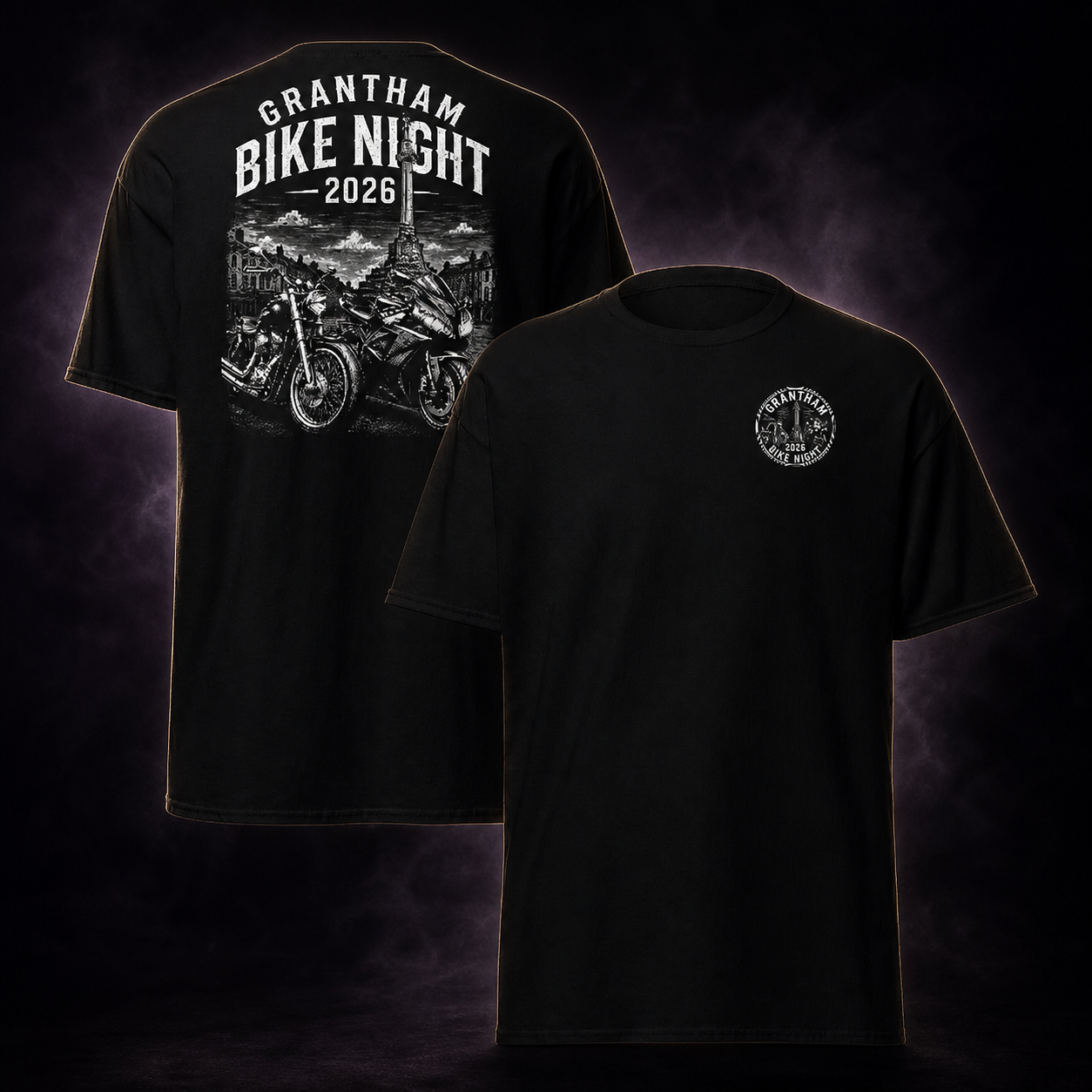 Grantham Biker Night T-shirt front and back